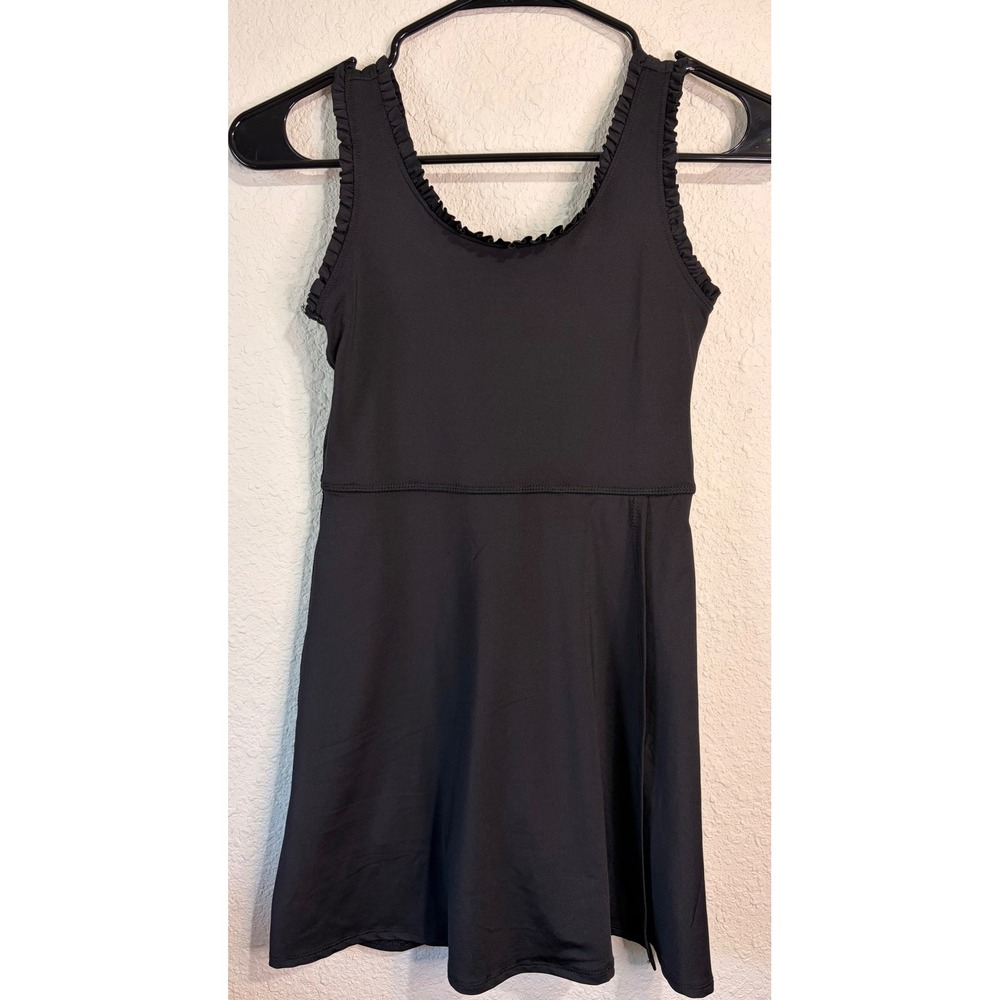 Yogalicious Girls Double Tee Tennis Dress Black Ruffle Activewear Size L 12